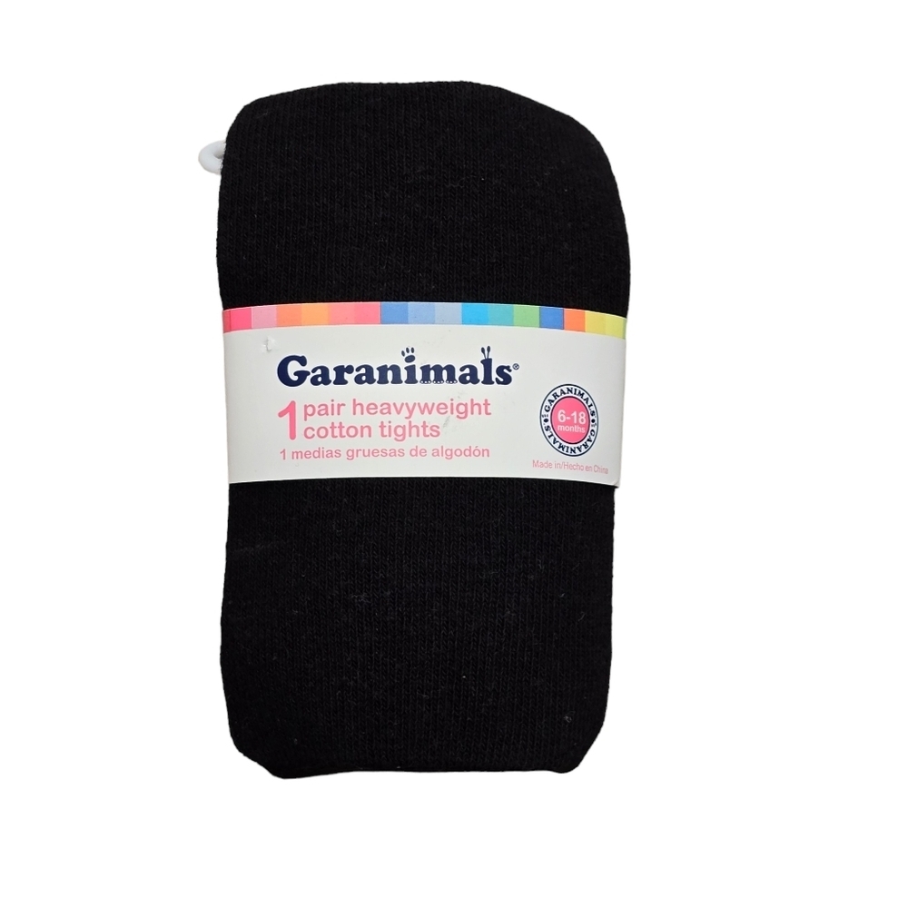 Garanimals Baby Girl 6 18 months Black Pair Heavyweight Cotton Tights New